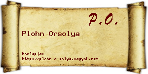 Plohn Orsolya névjegykártya